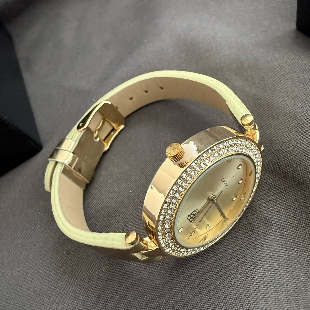 White Diamonds Gold Watch with Crystal Accents